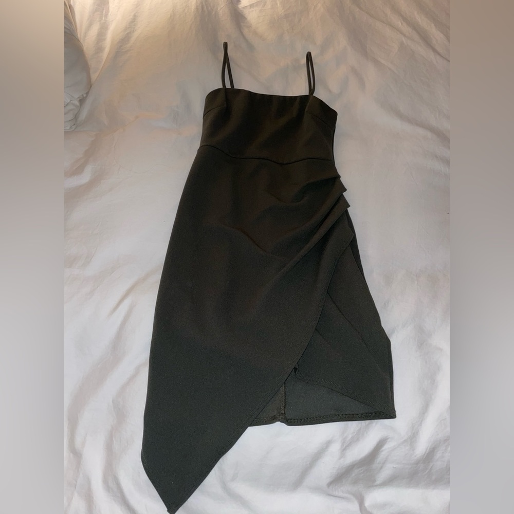 Olive green cocktail dress